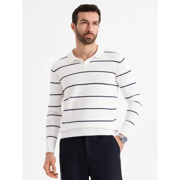  Mens t -thirt cu guler OMBRE OM-POLS-0146 ALB ȘI ALBASTRU BLEUMARIN 