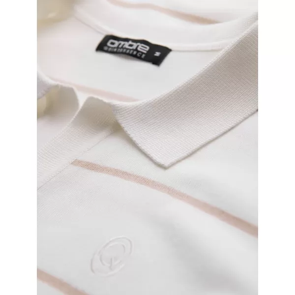  Mens t -thirt cu guler OMBRE OM-POLS-0146 ALB ȘI BEJ 