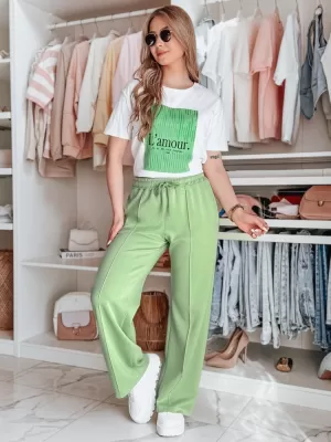 Pantalonii pentru doamne DSTREET DRESSANIK UY2698 VERDE