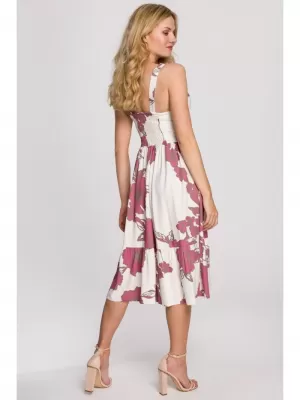 Rochie MAKOVER K098 ALB/ROZ