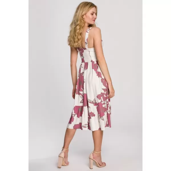  Rochie MAKOVER K098 ALB/ROZ 