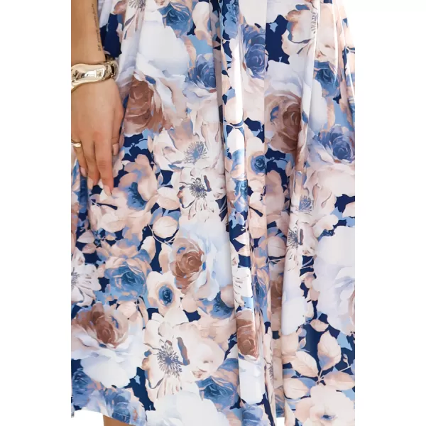  Rochie NUMOCO MATILDE 425-13 FLORI BEJ ȘI ALBASTRU 