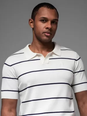 Mens t -thirt cu guler OMBRE OM-POSS-0145 ALB ȘI BLEUMARIN