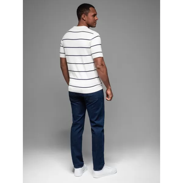  Mens t -thirt cu guler OMBRE OM-POSS-0145 ALB ȘI BLEUMARIN 