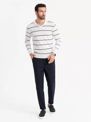 Mens t -thirt cu guler OMBRE OM-POLS-0146 ALB ȘI ALBASTRU BLEUMARIN
