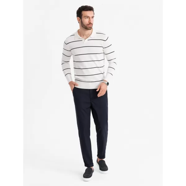  Mens t -thirt cu guler OMBRE OM-POLS-0146 ALB ȘI ALBASTRU BLEUMARIN 
