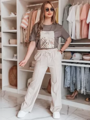 Pantalonii pentru doamne DSTREET DRESSANIK UY2702 BEJ