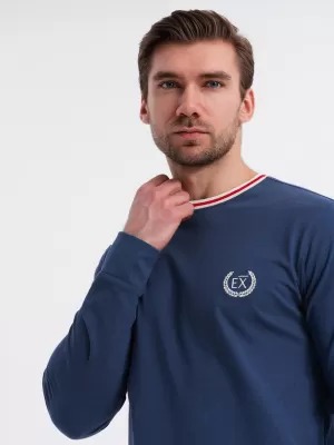 Cămaşă OMBRE OM-LSCL-0128 ALBASTRU ÎNCHIS