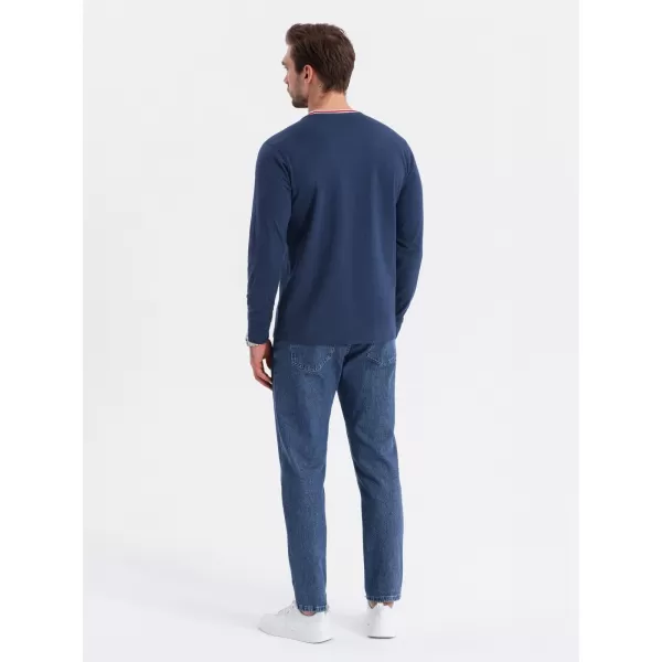  Cămaşă OMBRE OM-LSCL-0128 ALBASTRU ÎNCHIS 