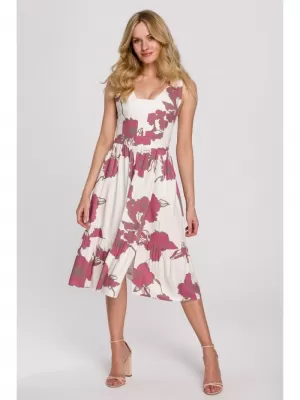 Rochie MAKOVER K098 ALB/ROZ