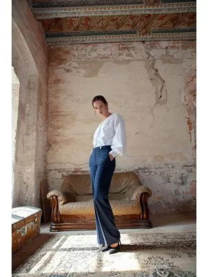 Pantaloni de dama MAKOVER K114 ALBASTRU MARIN
