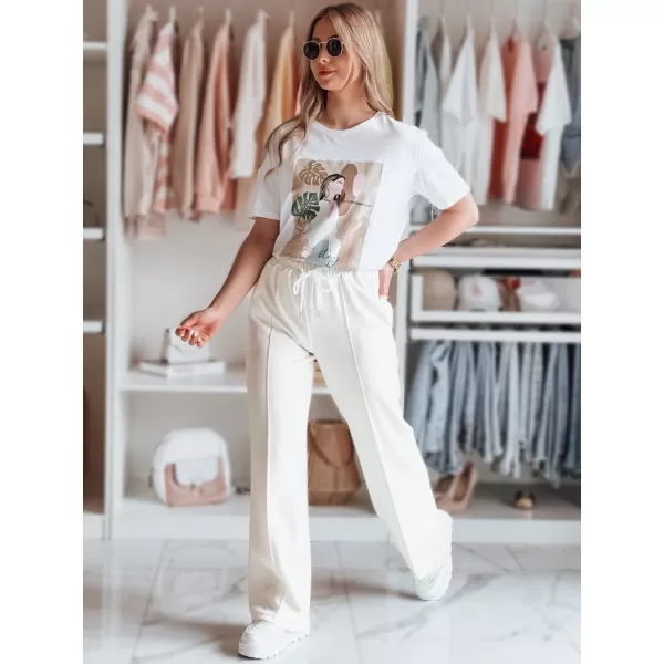  Pantalonii pentru doamne DSTREET DRESSANIK UY2703 ALB 