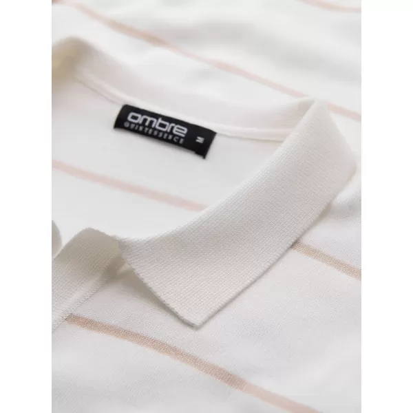  Mens t -thirt cu guler OMBRE OM-POSS-0145 ALB ȘI BEJ 
