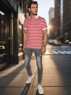 Mens t -thirt cu guler DSTREET PX0643 ALB