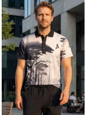 Tricou funcțional pentru bărbați cu guler premium ALTISPORT VOJ/ALM103TR05 BLACK-LEES