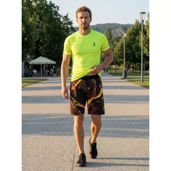 Premium pantaloni scurți funcționali pentru bărbați ALTISPORT VOJ/ALM071KRA01 NEGRU -YELLOW 
