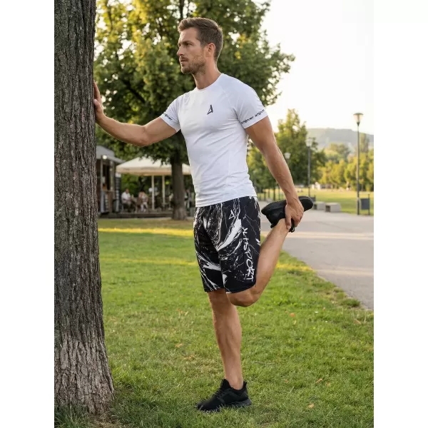  Premium pantaloni scurți funcționali pentru bărbați ALTISPORT VOJ/ALM071KRA01 ALB -NEGRU 
