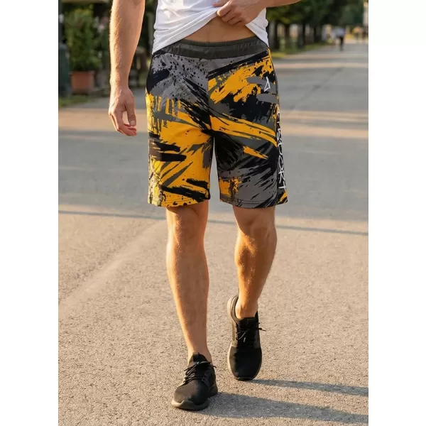 Premium pantaloni scurți funcționali pentru bărbați ALTISPORT VOJ/ALM014KRA01 NEGRU -YELLOW 