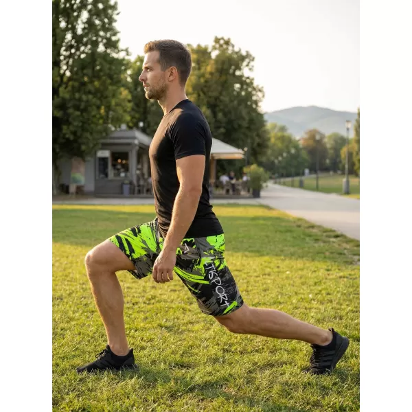  Premium pantaloni scurți funcționali pentru bărbați ALTISPORT VOJ/ALM014KRA01 NEGRU -GREEN 