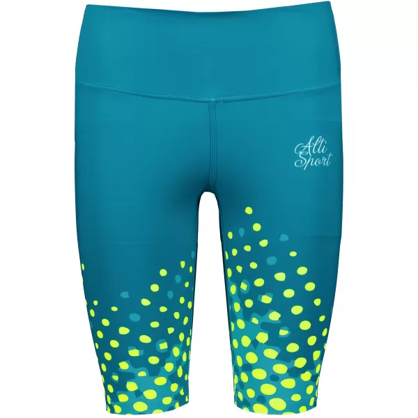  Jambiere pentru femei deasupra genunchilor premium ALTISPORT VOJ/ALW109LEG02 EMERALD/FLUO YELLOW 