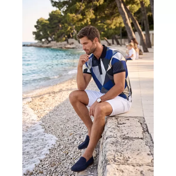  Tricou funcțional pentru bărbați cu guler premium ALTISPORT VOJ/ALM007TR05 ALBASTRU NAVAL/MARO 