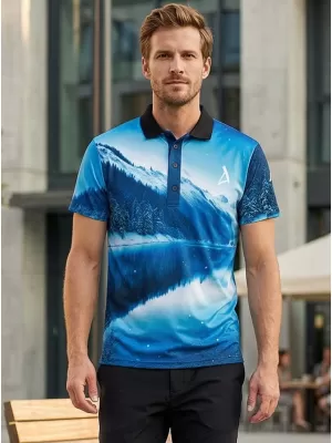 Tricou funcțional pentru bărbați cu guler premium ALTISPORT VOJ/ALM103TR05 ZĂPADĂ