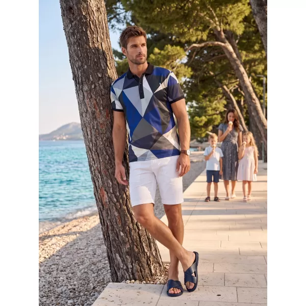  Tricou funcțional pentru bărbați cu guler premium ALTISPORT VOJ/ALM007TR05 ALBASTRU NAVAL/MARO 