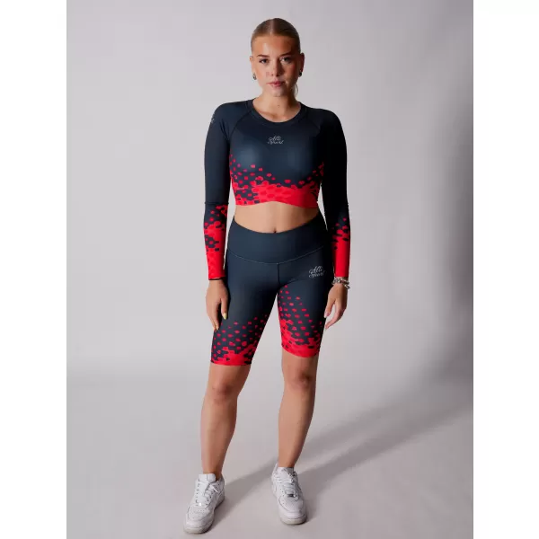  Jambiere pentru femei deasupra genunchilor premium ALTISPORT VOJ/ALW109LEG02 ROȘU-NEGRU 