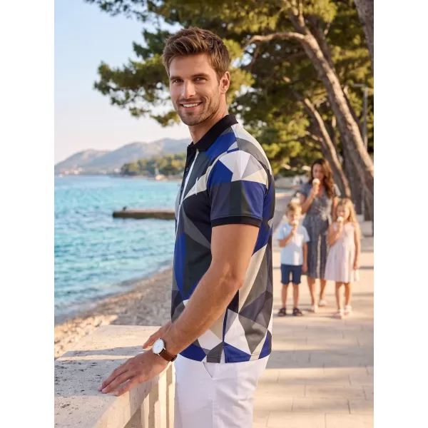  Tricou funcțional pentru bărbați cu guler premium ALTISPORT VOJ/ALM007TR05 ALBASTRU NAVAL/MARO 