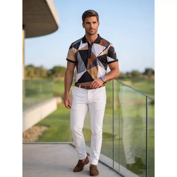  Tricou funcțional pentru bărbați cu guler premium ALTISPORT VOJ/ALM007TR05 NEGRU -BROWN 