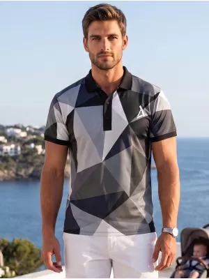 Tricou funcțional pentru bărbați cu guler premium ALTISPORT VOJ/ALM007TR05 GRI