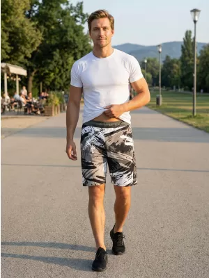 Premium pantaloni scurți funcționali pentru bărbați ALTISPORT VOJ/ALM014KRA01 NEGRU -GRAY