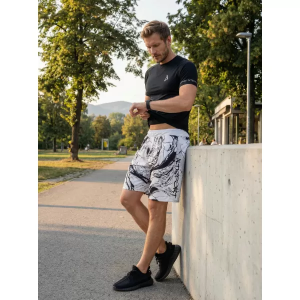  Premium pantaloni scurți funcționali pentru bărbați ALTISPORT VOJ/ALM071KRA01 ALB -ȘI -BLACK 