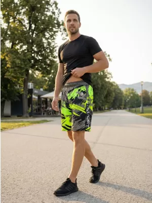 Premium pantaloni scurți funcționali pentru bărbați ALTISPORT VOJ/ALM014KRA01 NEGRU -GREEN