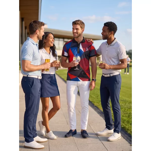  Tricou funcțional pentru bărbați cu guler premium ALTISPORT VOJ/ALM007TR05 ALBASTRU NAVAL/ROȘU 