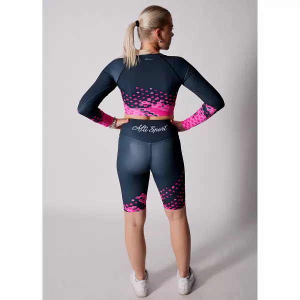  Jambiere pentru femei deasupra genunchilor premium ALTISPORT VOJ/ALW109LEG02 ROZ-NEGRU 