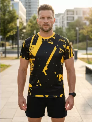 Premium funcțional pentru bărbați ALTISPORT VOJ/ALM079TR01 NEGRU -YELLOW
