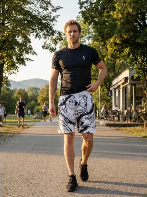 Premium pantaloni scurți funcționali pentru bărbați ALTISPORT VOJ/ALM071KRA01 ALB -ȘI -BLACK