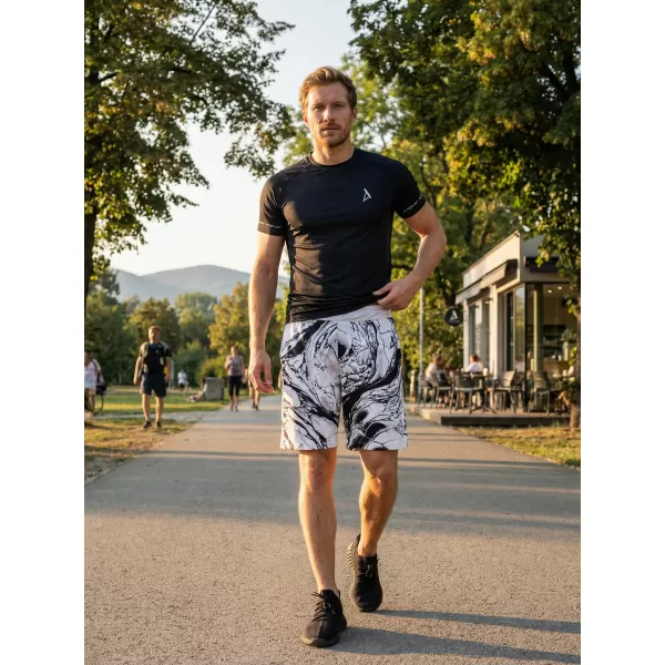  Premium pantaloni scurți funcționali pentru bărbați ALTISPORT VOJ/ALM071KRA01 ALB -ȘI -BLACK 