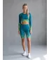 Jambiere pentru femei deasupra genunchilor premium ALTISPORT VOJ/ALW109LEG02 EMERALD/FLUO YELLOW