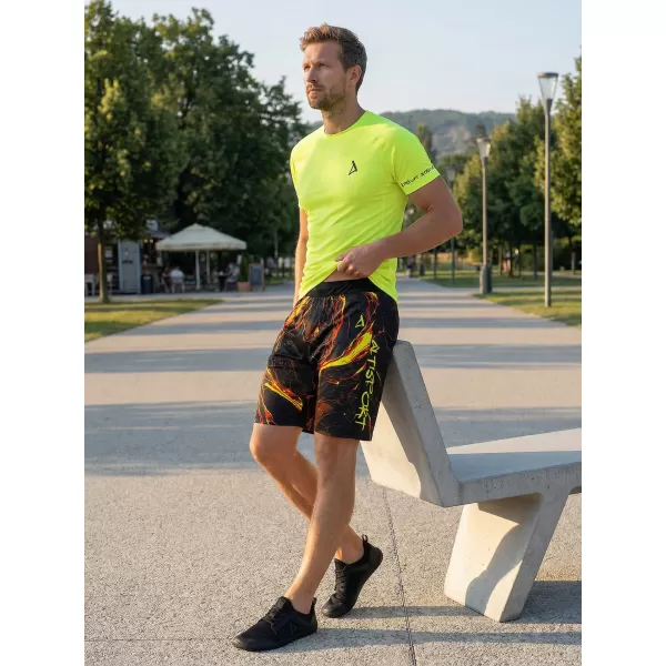 Premium pantaloni scurți funcționali pentru bărbați ALTISPORT VOJ/ALM071KRA01 NEGRU -YELLOW 