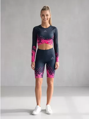 Jambiere pentru femei deasupra genunchilor premium ALTISPORT VOJ/ALW109LEG02 ROZ-NEGRU