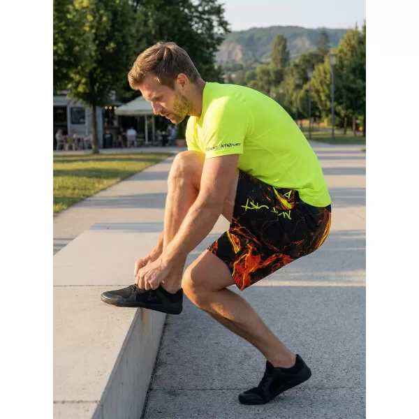  Premium pantaloni scurți funcționali pentru bărbați ALTISPORT VOJ/ALM071KRA01 NEGRU -YELLOW 