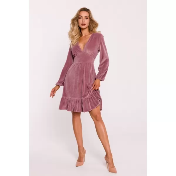  Rochie MOE M826 ROZ CREPONAT 