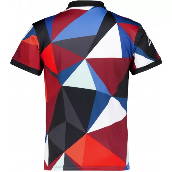  Tricou funcțional pentru bărbați cu guler premium ALTISPORT VOJ/ALM007TR05 ALBASTRU NAVAL/ROȘU 