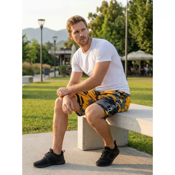  Premium pantaloni scurți funcționali pentru bărbați ALTISPORT VOJ/ALM014KRA01 NEGRU -YELLOW 