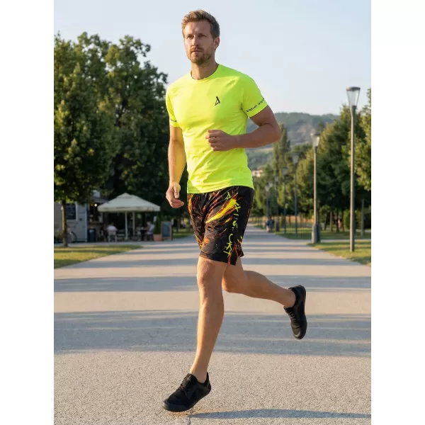  Premium pantaloni scurți funcționali pentru bărbați ALTISPORT VOJ/ALM071KRA01 NEGRU -YELLOW 