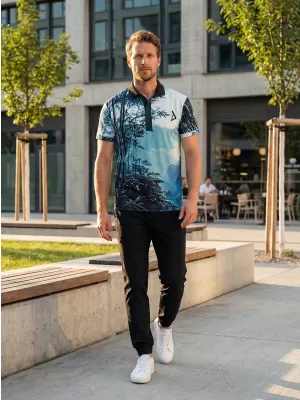 Tricou funcțional pentru bărbați cu guler premium ALTISPORT VOJ/ALM103TR05 BAMBUS
