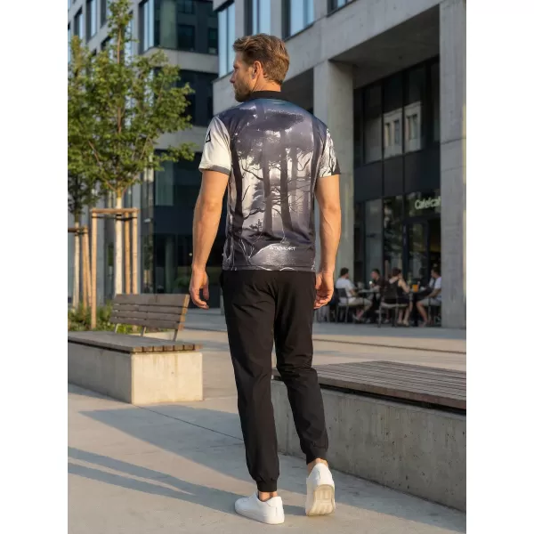  Tricou funcțional pentru bărbați cu guler premium ALTISPORT VOJ/ALM103TR05 BLACK-LEES 