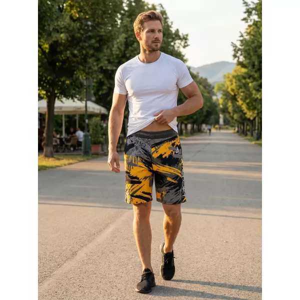  Premium pantaloni scurți funcționali pentru bărbați ALTISPORT VOJ/ALM014KRA01 NEGRU -YELLOW 